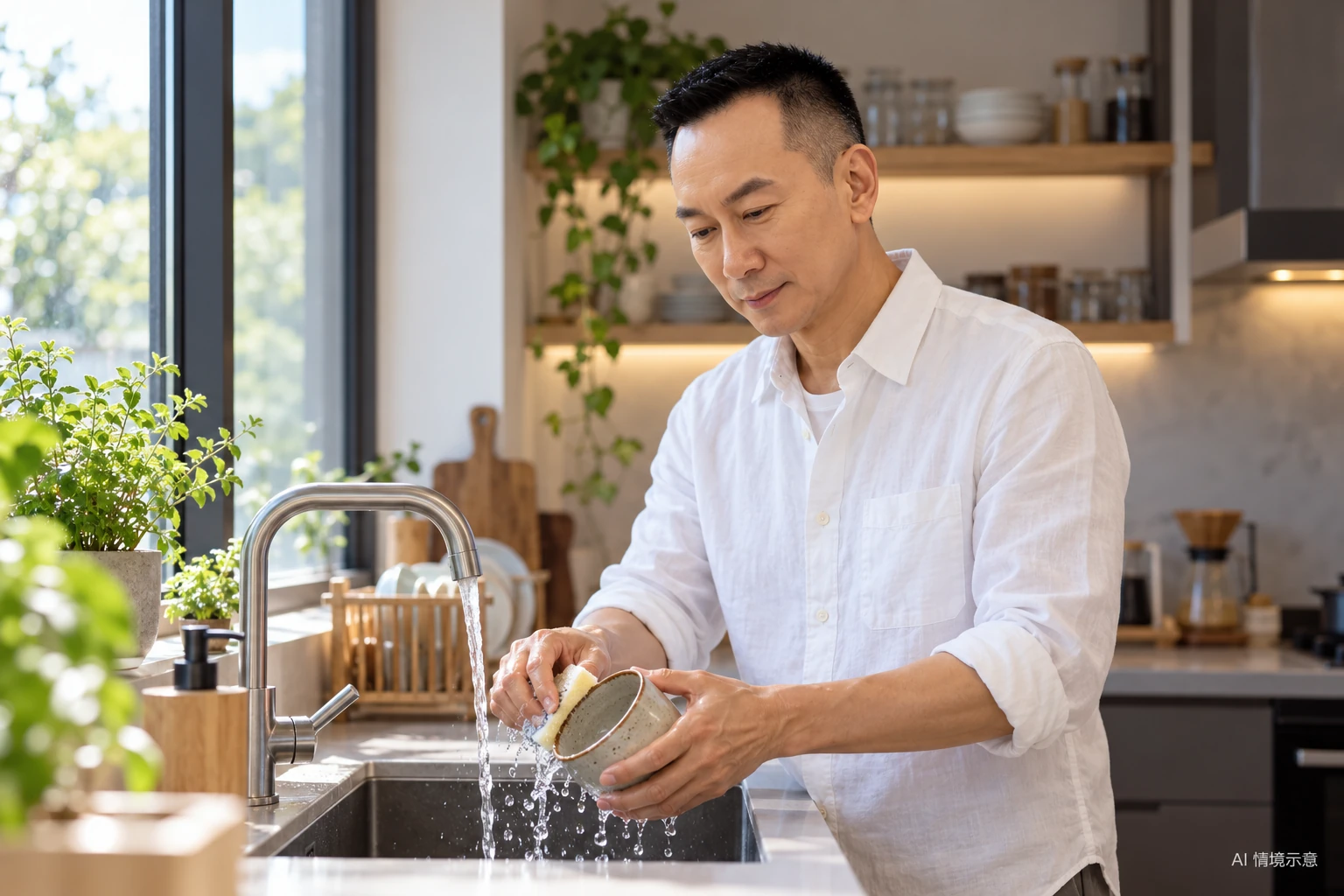 王光耀本人形象,呼應〈修行不必離開生活〉
